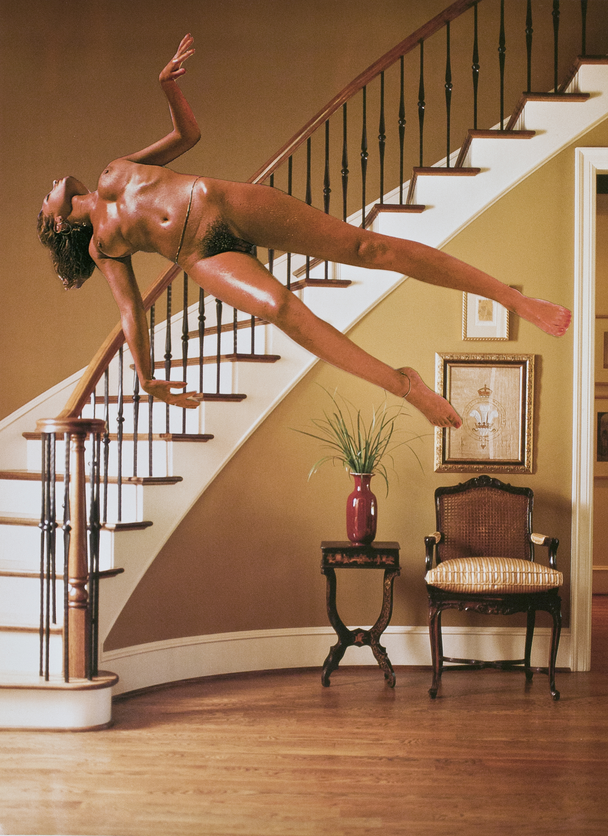 "Falling" by MaryLaura Mau, found image collage on paper 2012