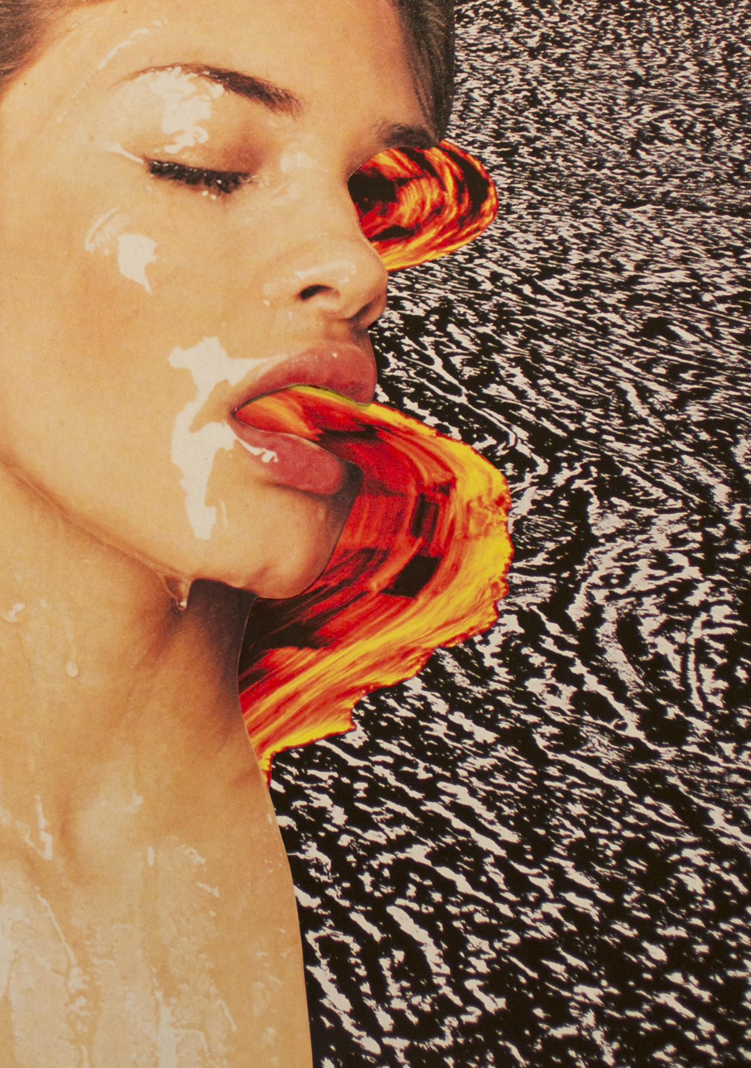 "Lava" by MaryLaura Mau, found image collage on paper 2013