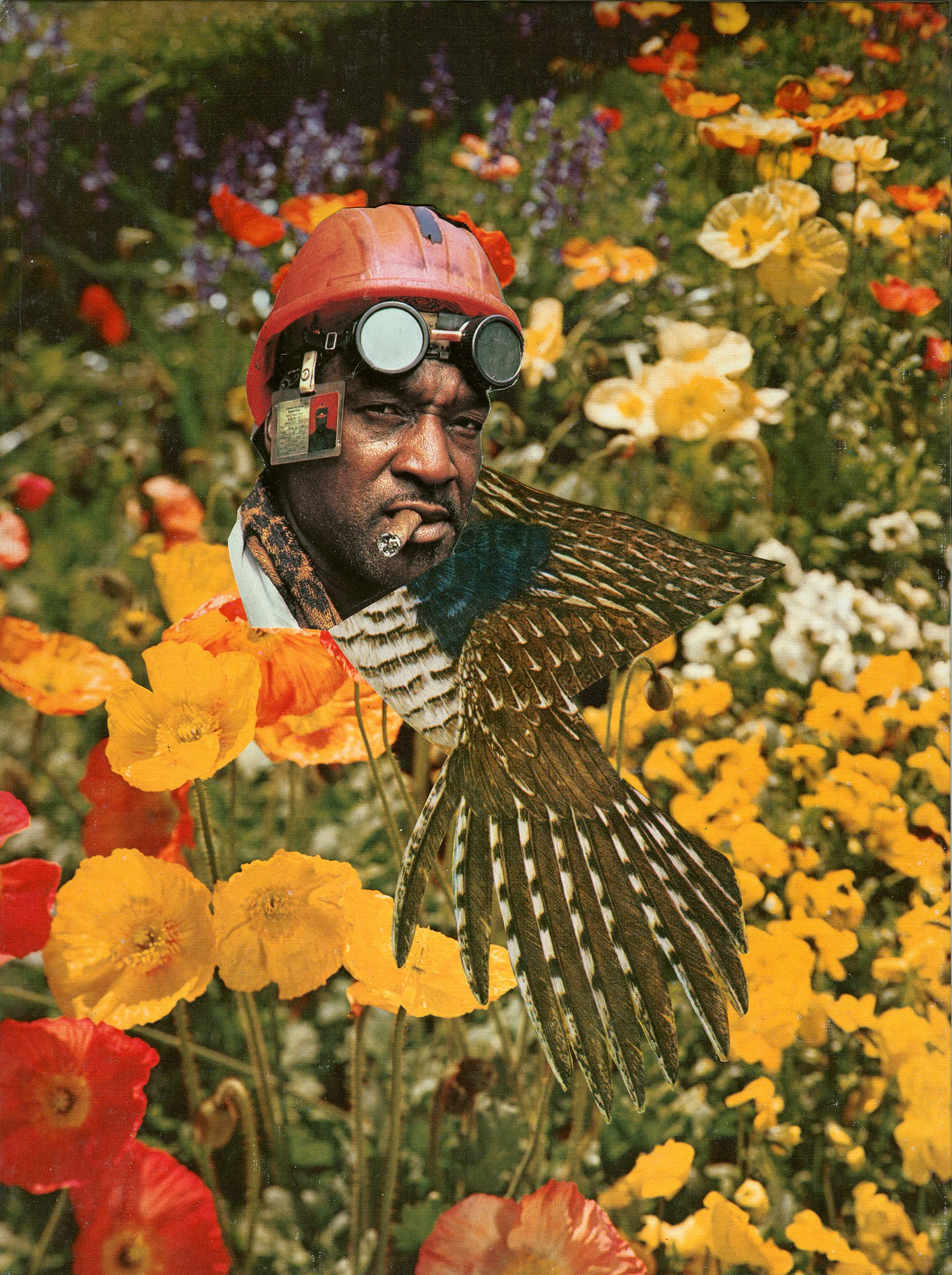 "Worker" by MaryLaura Mau, found image collage on paper 2011