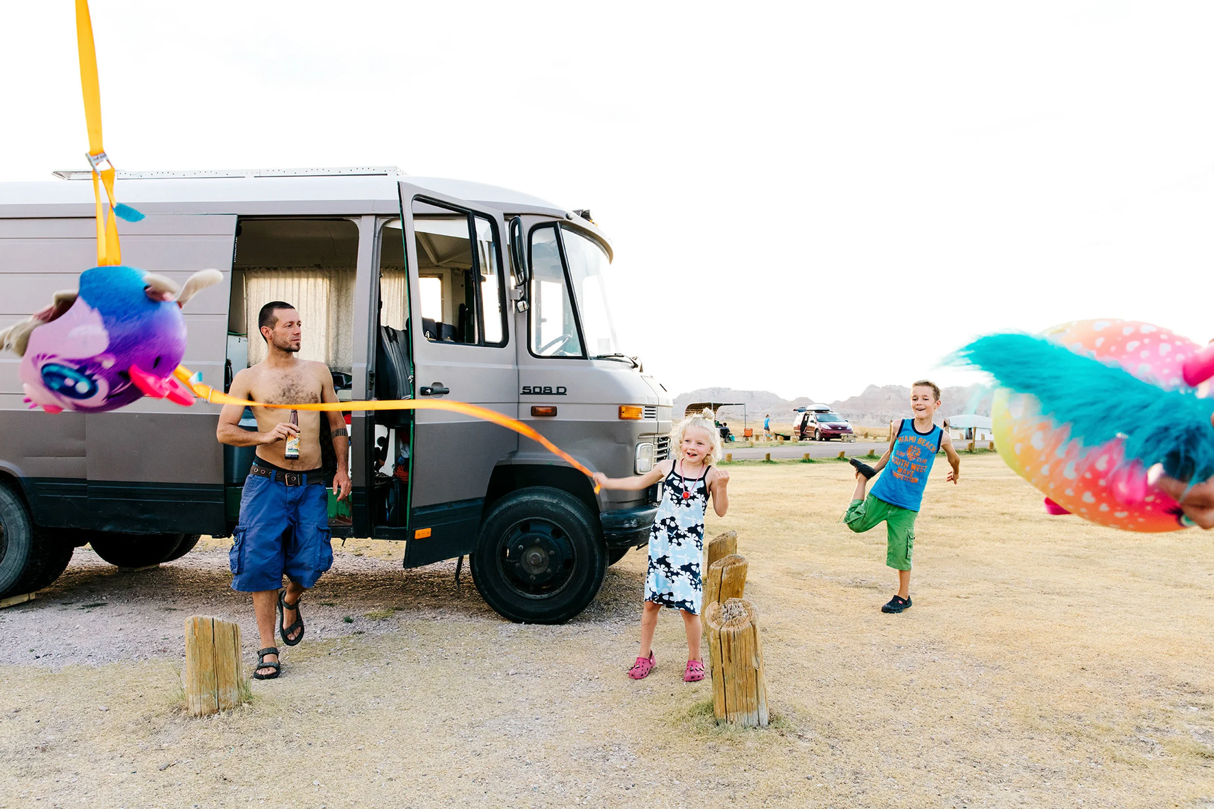 Gideon, Tamar and Max at Cedar Pass Campground in Badlands National Park © Jennifer Emerling