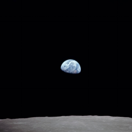 "Apollo 8 Mission image, Earth over the horizon of the moon " Image courtesy of NASA
