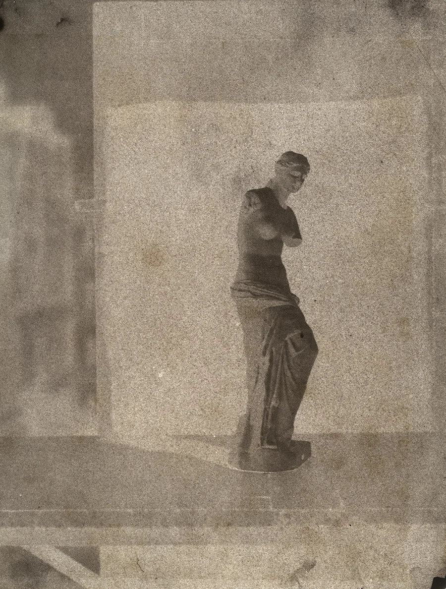 John Beasley Greene (American, born in France, 1832-1856) Venus de Milo on rooftop in Paris , 1852-1853. Courtesy of Hans P. Kraus Jr. Fine Photographs.