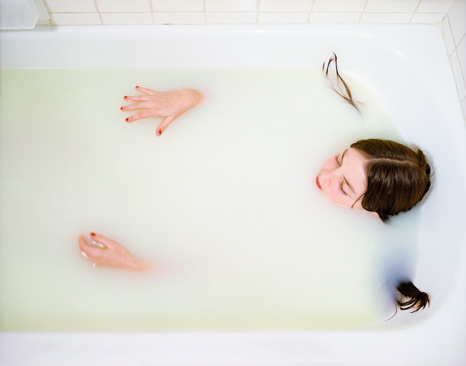 Now and Then © Jo Ann Callis Milk Bath , 1979, Archival Pigment Print, 24 x 30 inches