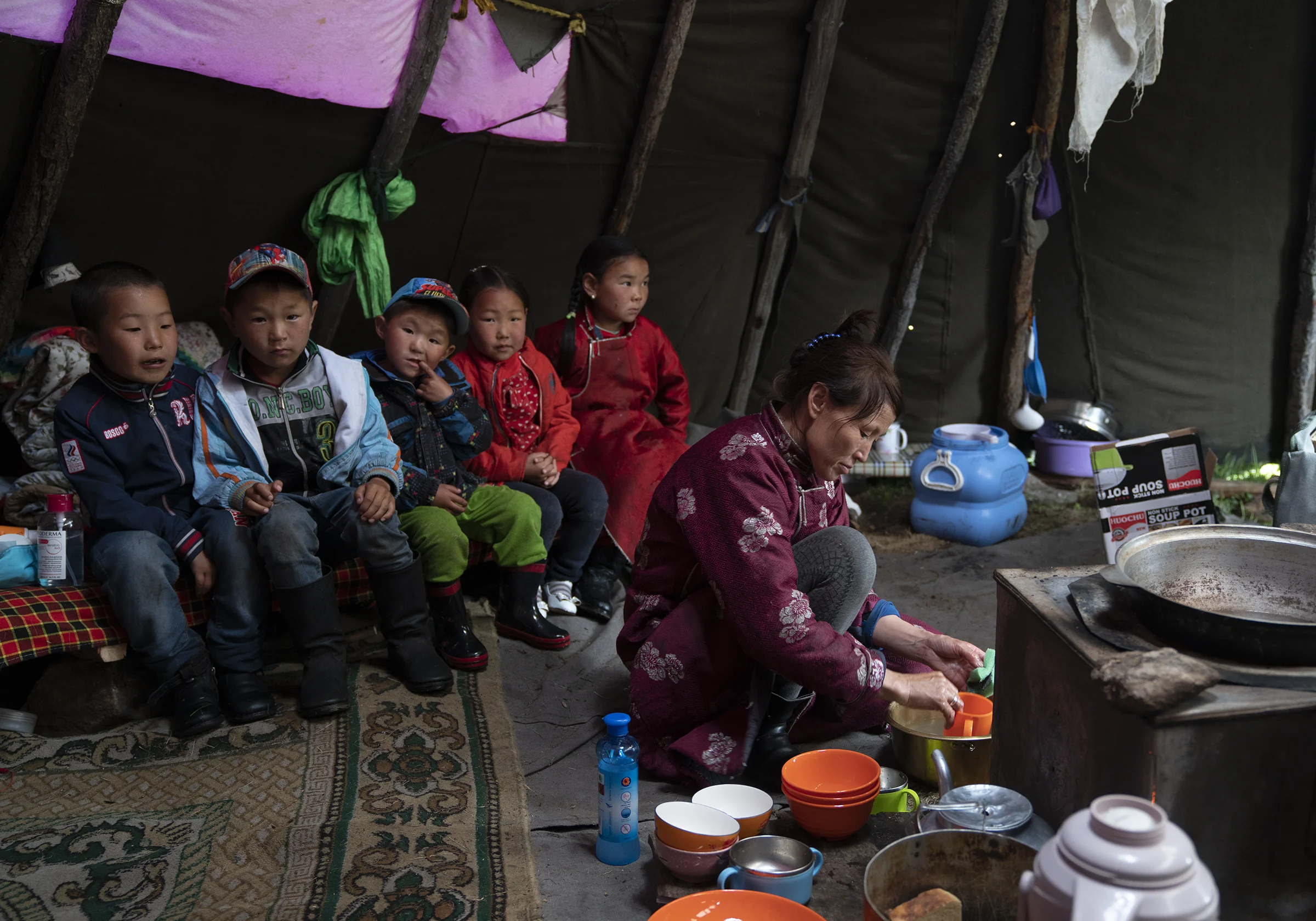 Everything revolves around the central stove in a teepee. I was impressed by the efficiency of these simple kitchens. I came away thinking I had way too much stuff. © Meghan Boody