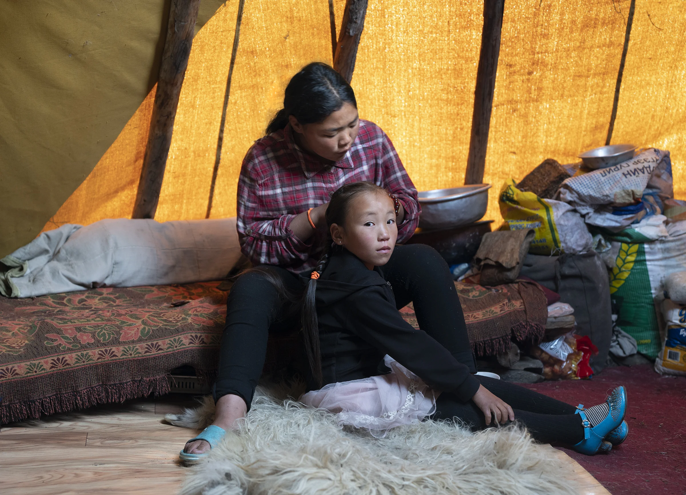 All the young Mongolian girls have meticulously coiffed hair and most sport heels. © Meghan Boody