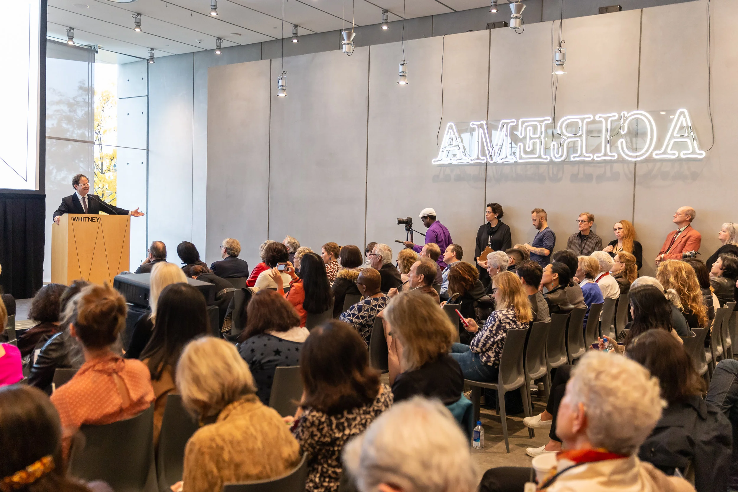 Museum director Adam D. Weinberg holds forth at the exhibition press preview. Image courtesy of © MatthewCarasella.com 2015/ All Rights Reserved
