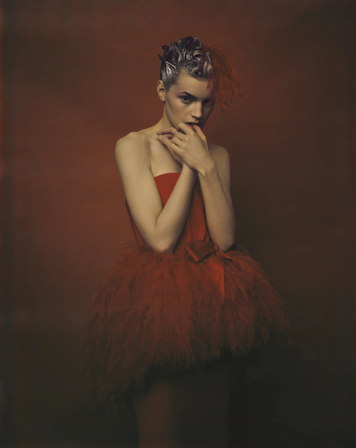 “Guinevere, Paris,” 1996. Carbon print. Image, 22 1/4 x 17 1/2 inches. Paper, 28 3/4 x 23 1/2 inches. ©Paolo Roversi. Courtesy of Pace/MacGill Gallery, New York