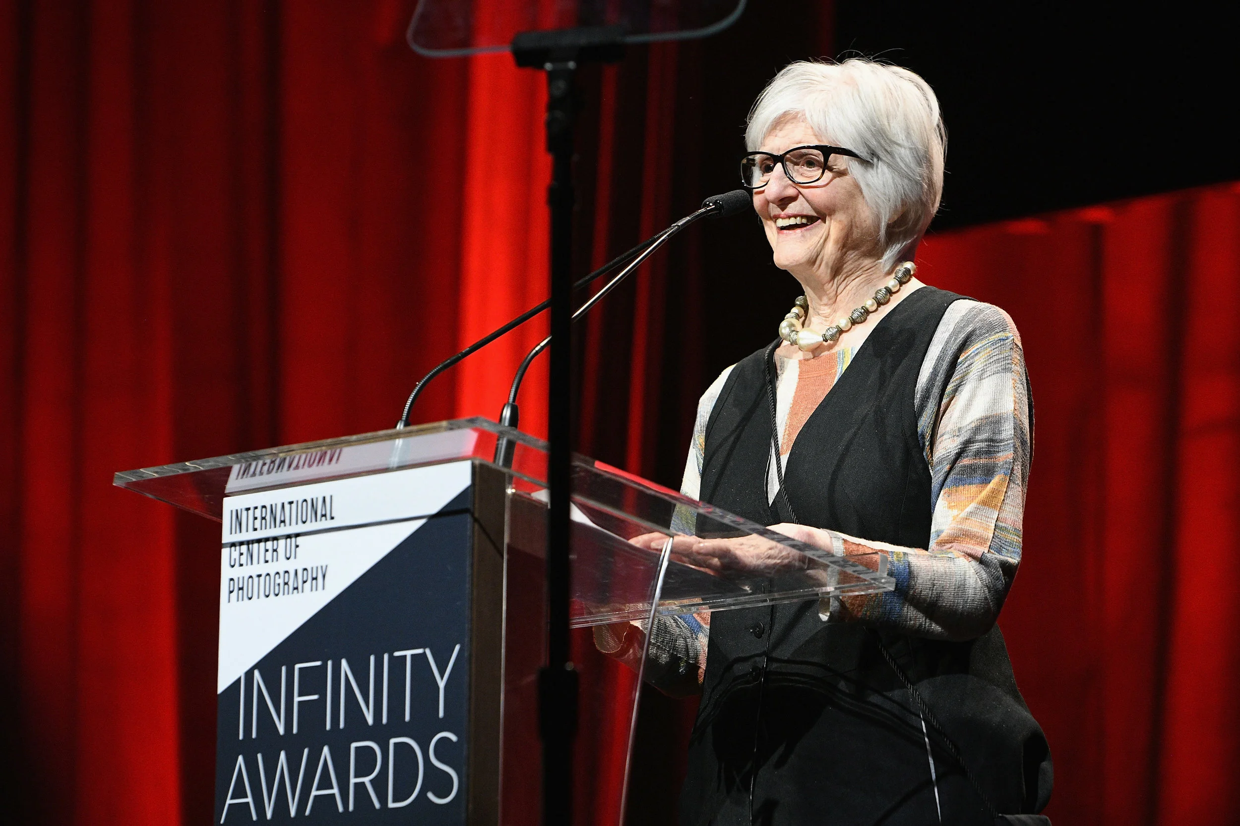 NEW YORK, NY - APRIL 02: Honoree and photographer Rosalind Fox Solomon speaks onstage during The International Center Of Photography's 35th Annual Infinity Awards at The Ziegfeld Ballroom on April 2, 2019 in New York City. (Photo by Bryan Bedder/Getty Images for International Center of Photography)