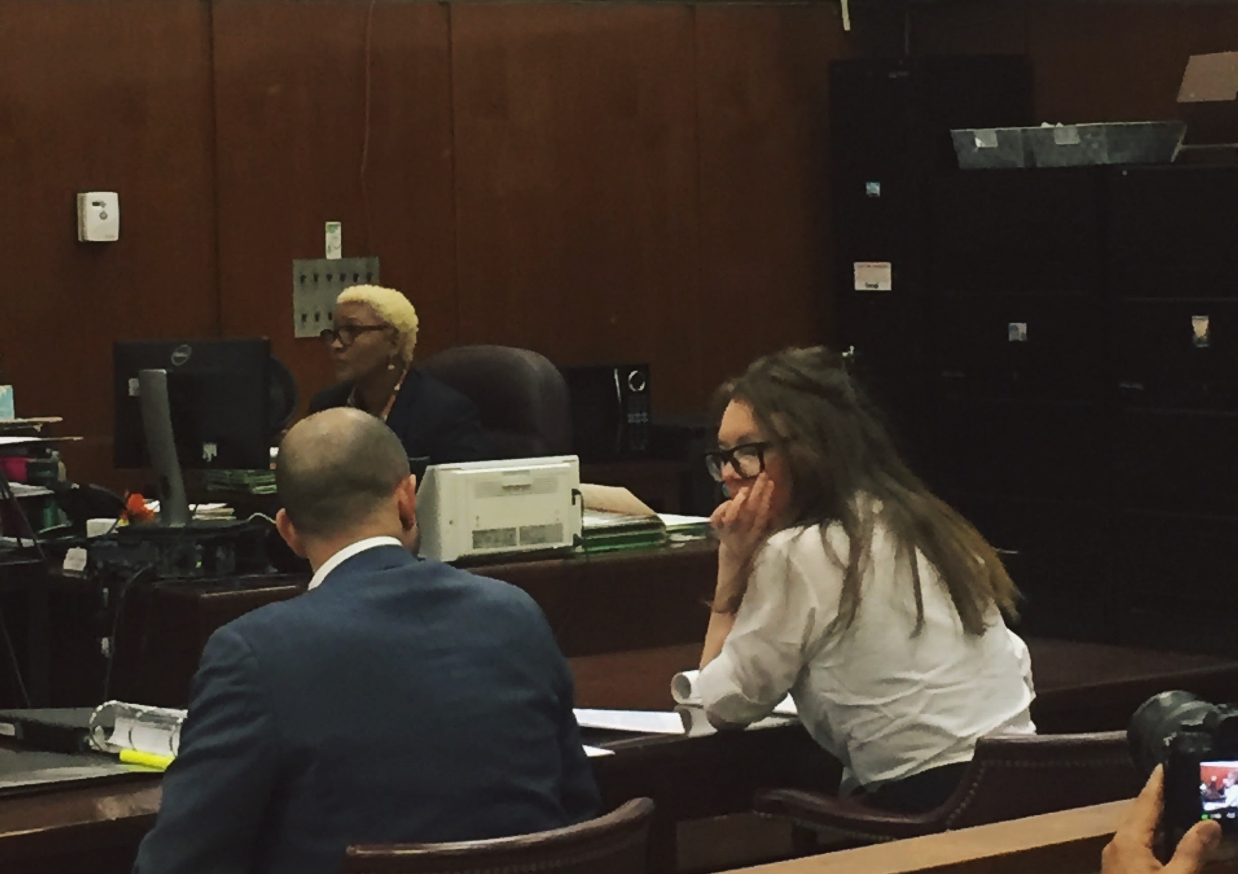 Anna Delvey in the New York courthouse, Friday April 5. Photo: Courtesy Eileen Kinsella.