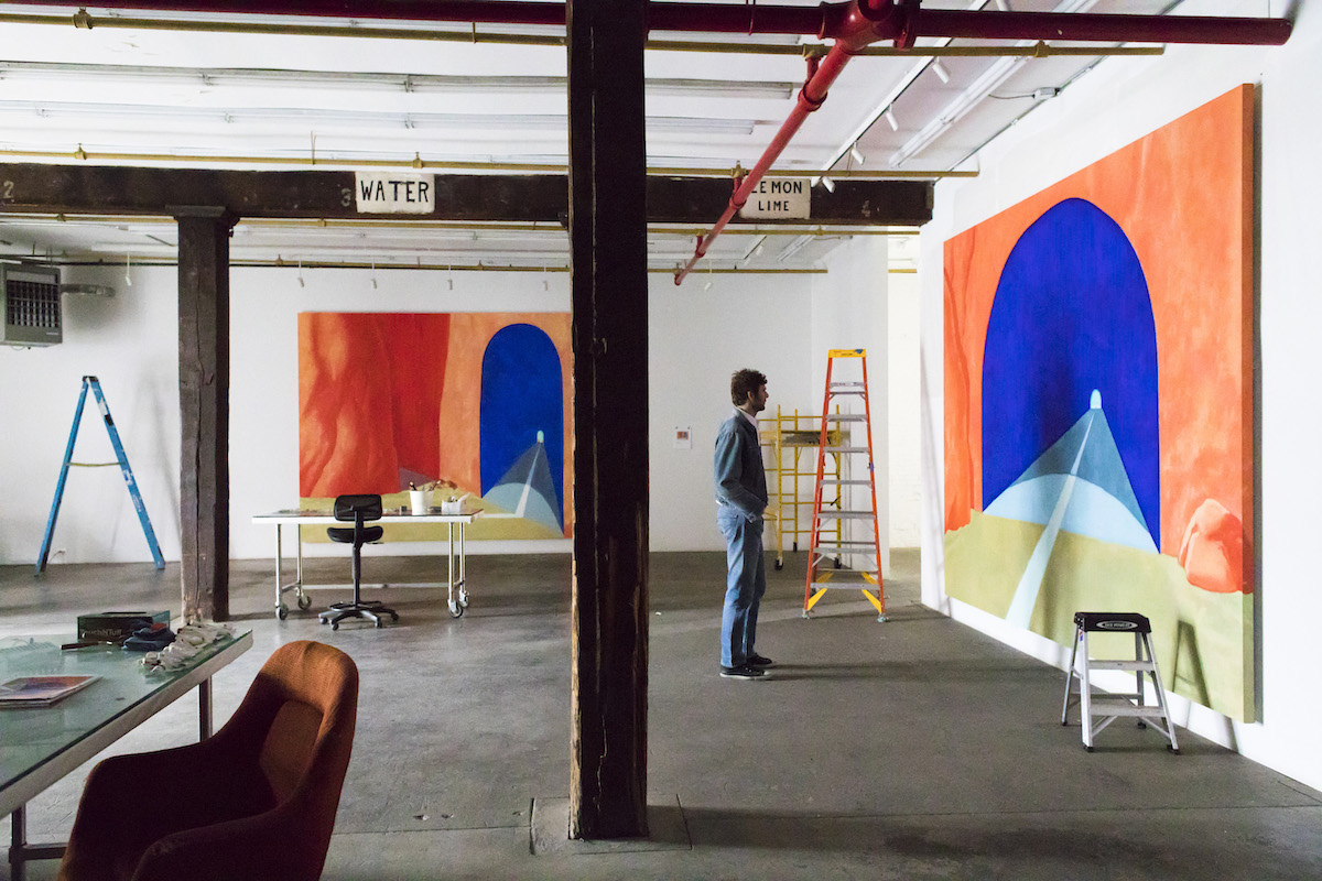 Artist in Red Hook, Brooklyn Studio, 2018. Artwork. ©Dan Colen. Photo by Eric Plasecki. Courtesy Gagosian.