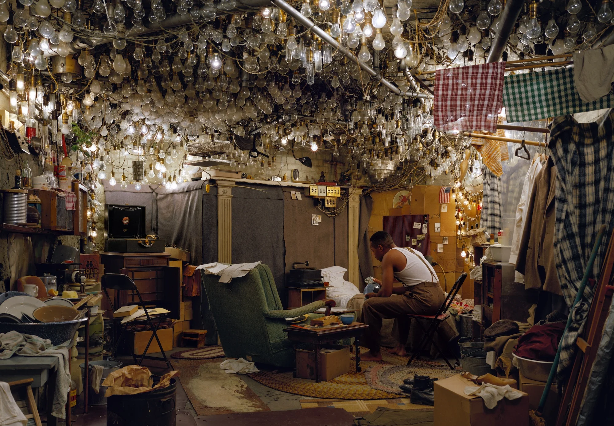 Jeff Wall, After 'Invisible Man' by Ralph Ellison, the Prologue , 1999-2001, transparency in lightbox, 174.0 x 250.5 cm, Courtesy of the artist