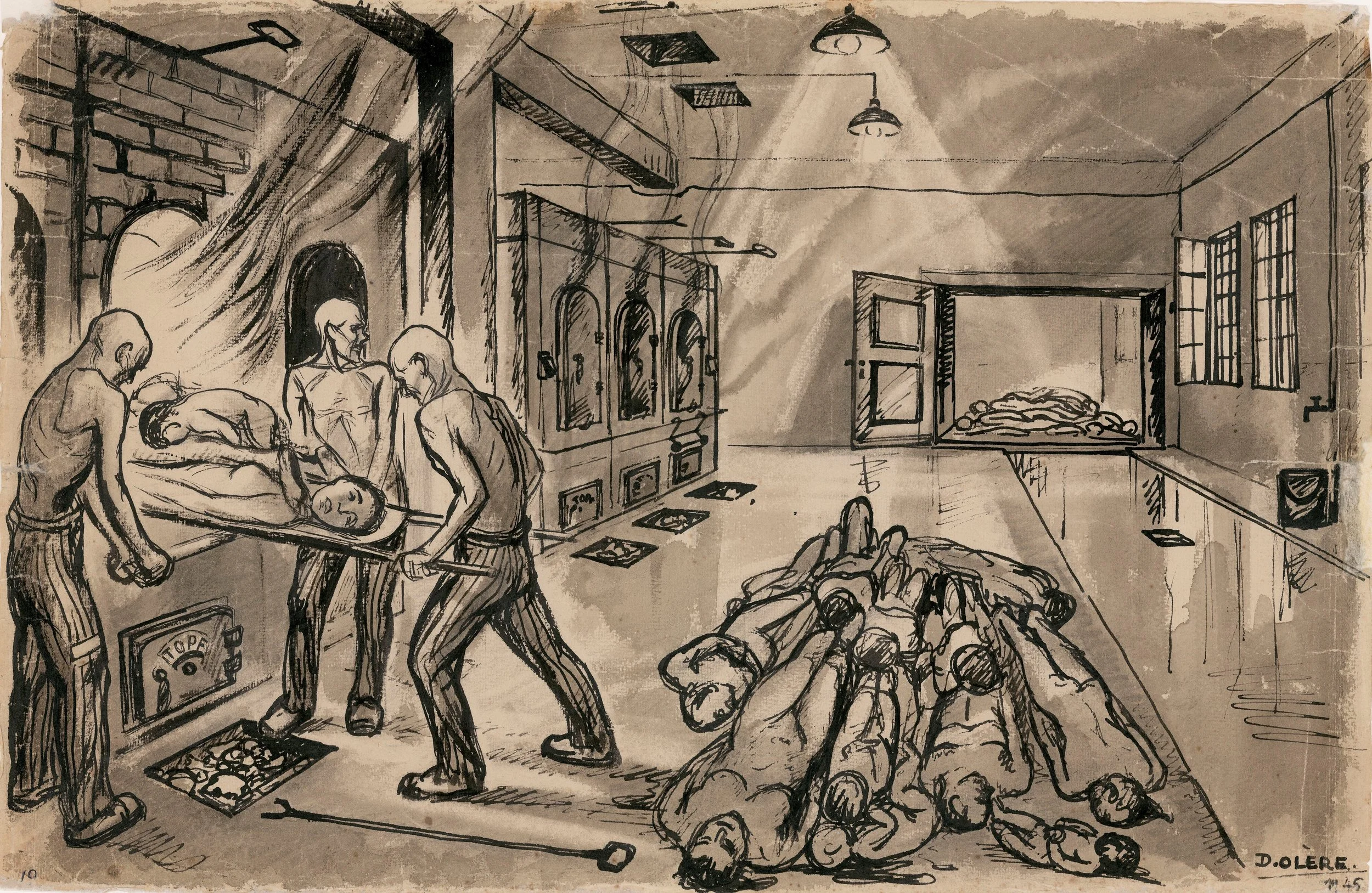 David Olere, incineration room in Crematorium 3, 1945. Marc Oler, France.