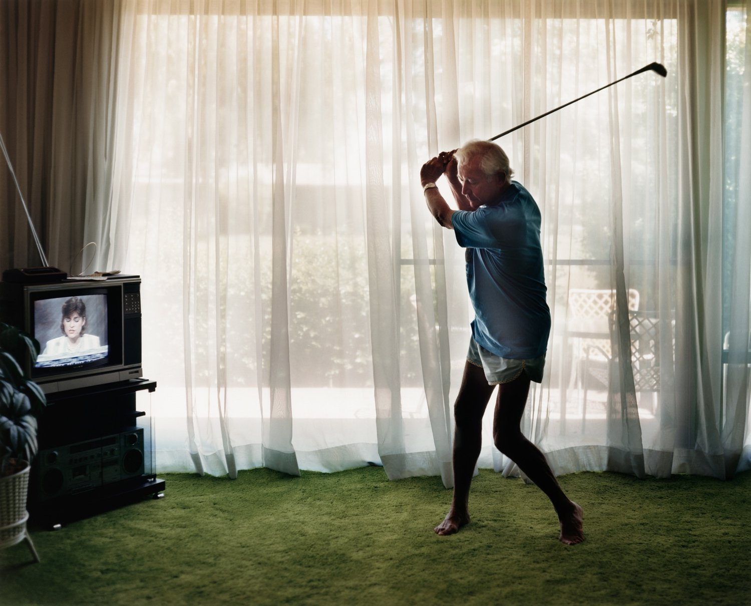  Larry Sultan,  Practicing Golf Swing , 1989. Courtesy of the Pilara Family Foundation Collection and Sotheby’s.&nbsp; 