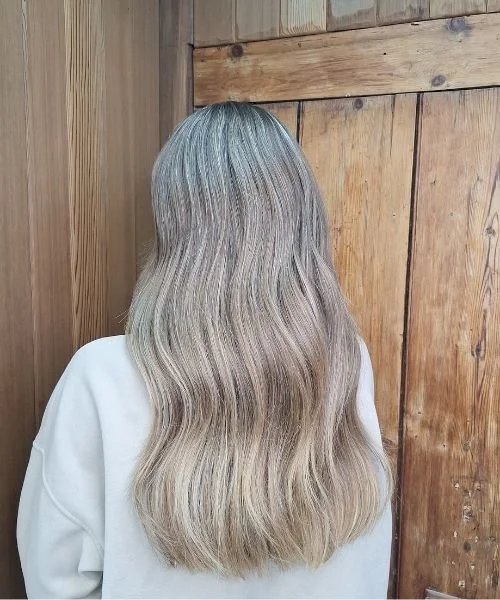 Custom Blonde Layered Haircut Back