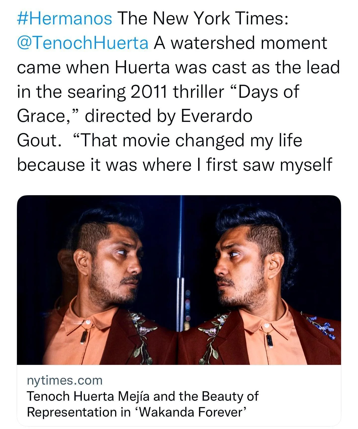 @nytimes CHINGON:
#tenochhuerta #DiasdeGracia
@everardogout @sansdop #daysofgrace #wakandaforever #Namor