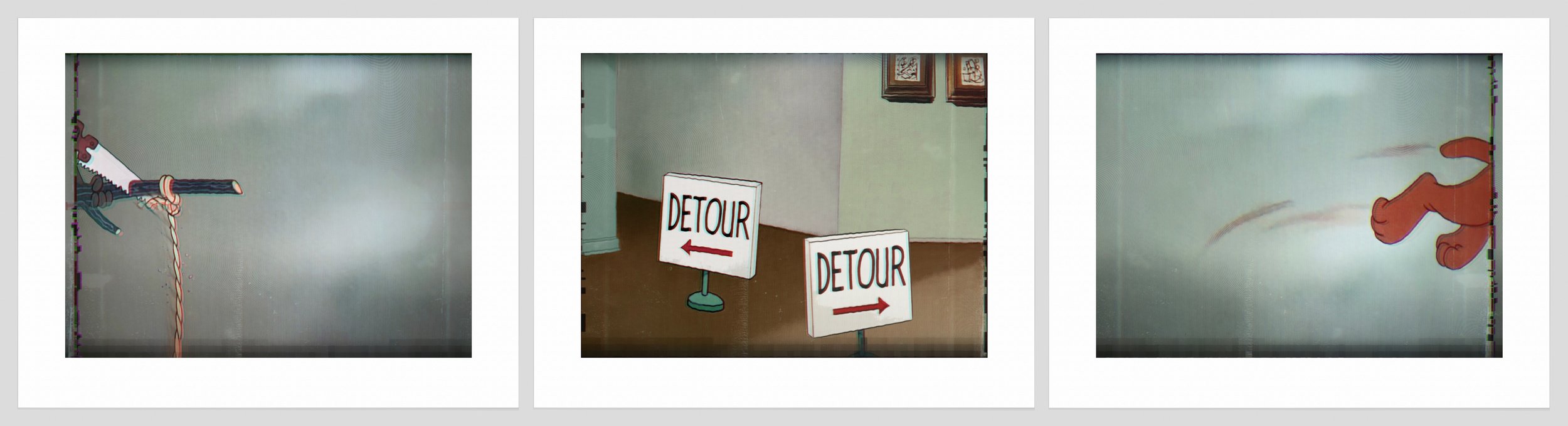 1157 a, b, c. Sawn Limb, Detour Signs, Jumping Dog .jpg