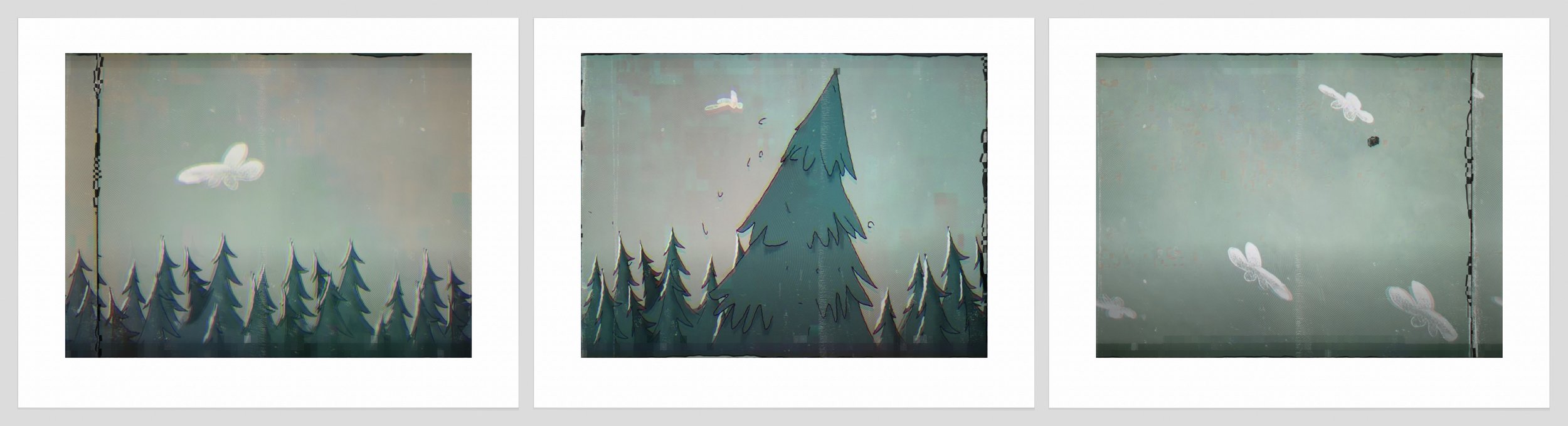 1226 a, b, c. Evergreens, Fir, Green Sky.jpg