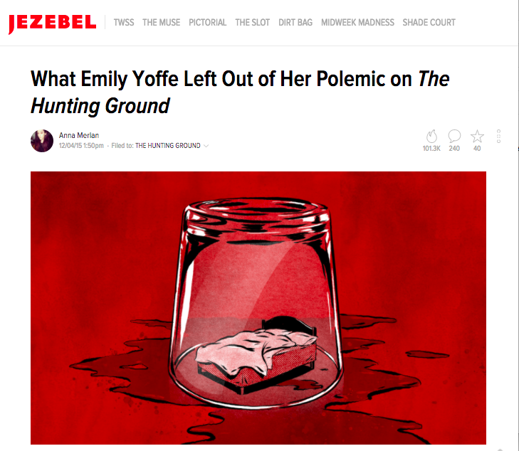 What Emily Yoffe Left Out of Her Polemic on The Hunting Ground