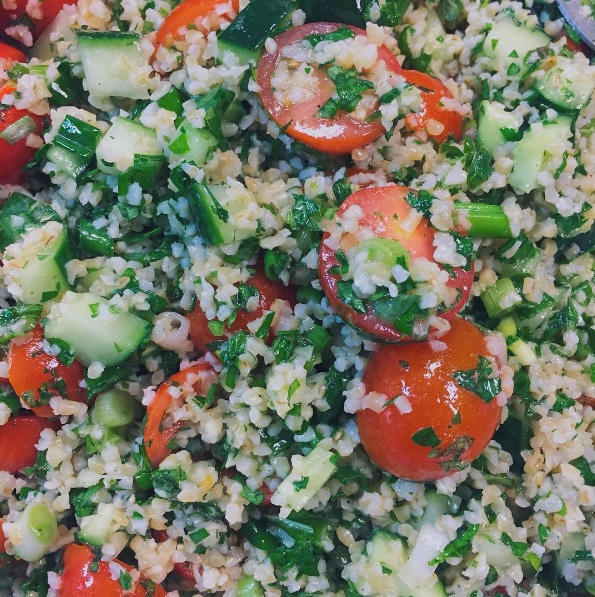 ELIZA TABBOULEH Bulgur wheat, cucumbers, cherry tomatoes and fresh mint $20/6 side servings