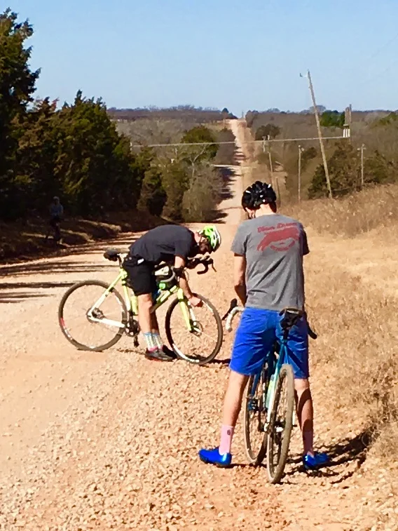 Jake and Justin tweak their set-ups on the recon ride