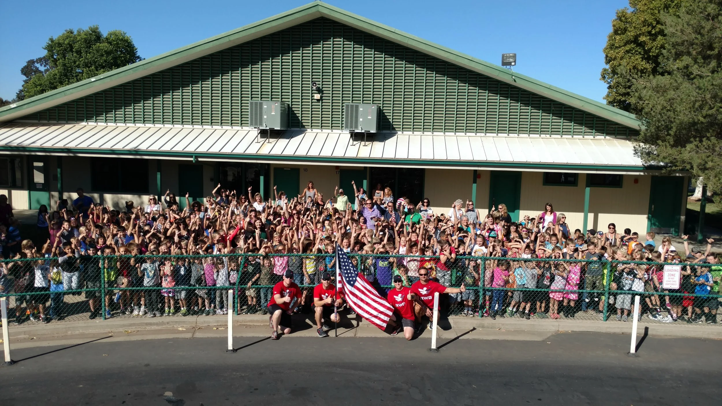 A very impromptu stop at an elementary school along the route. The principal brought the whole school out to say hello and hear about what we were doing.