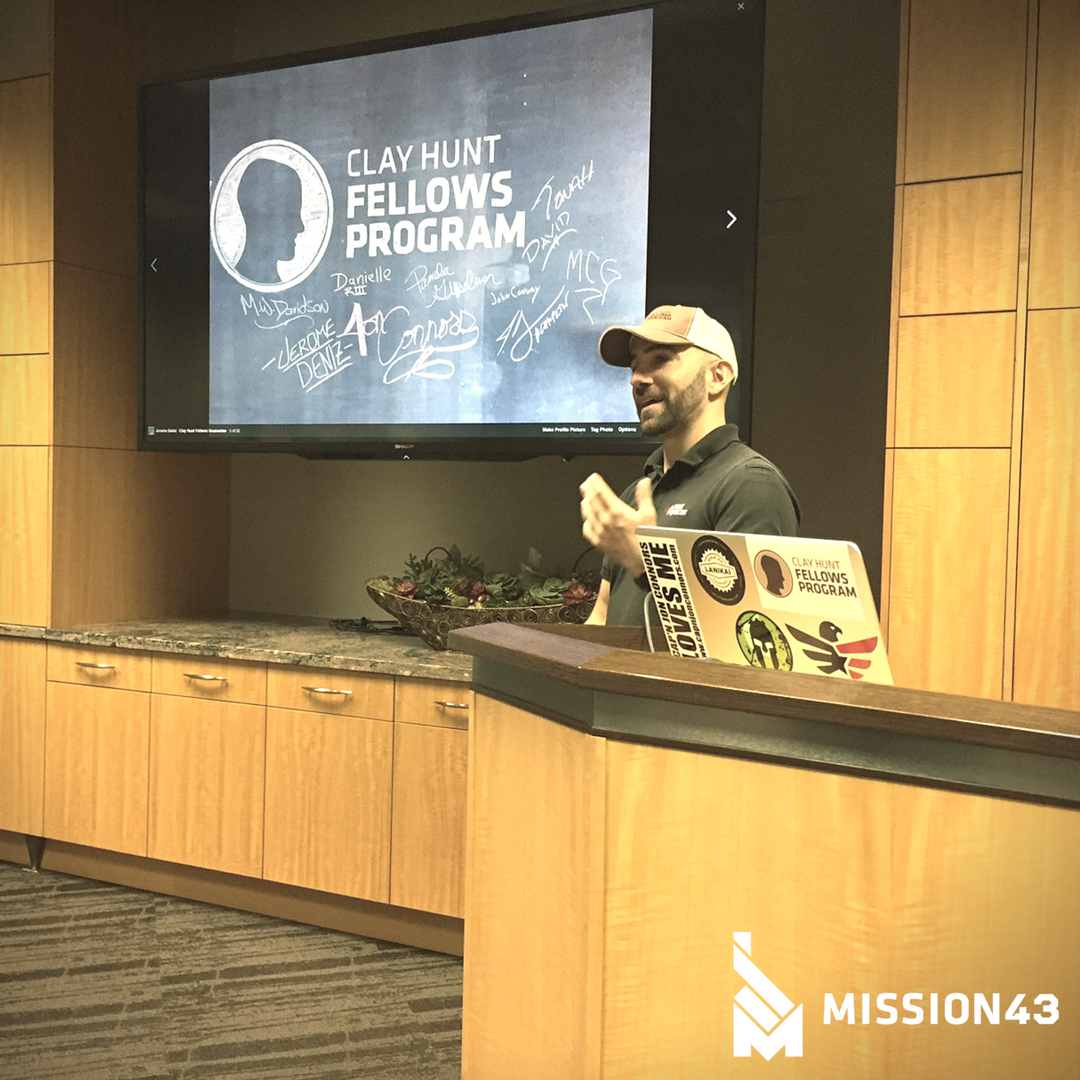 Jerome Deniz, briefing Idaho TR members on the Clay Hunt Fellowship Program.
