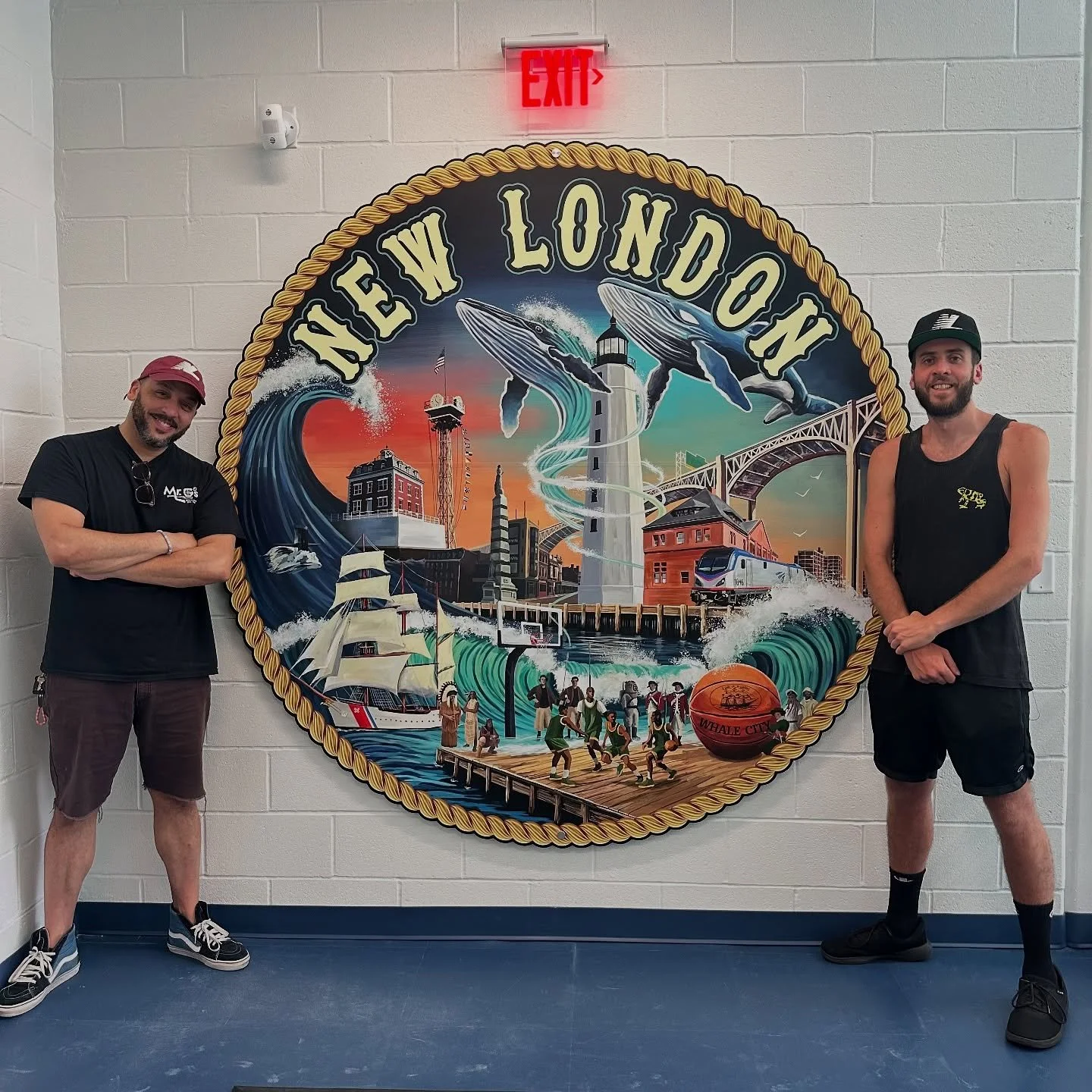 Thrilled to share this mural I created for the newly opened New London Community Center! It&rsquo;s a privilege to have my work featured in such a state of the art space, especially alongside New London&rsquo;s most celebrated athletes. Some of them 