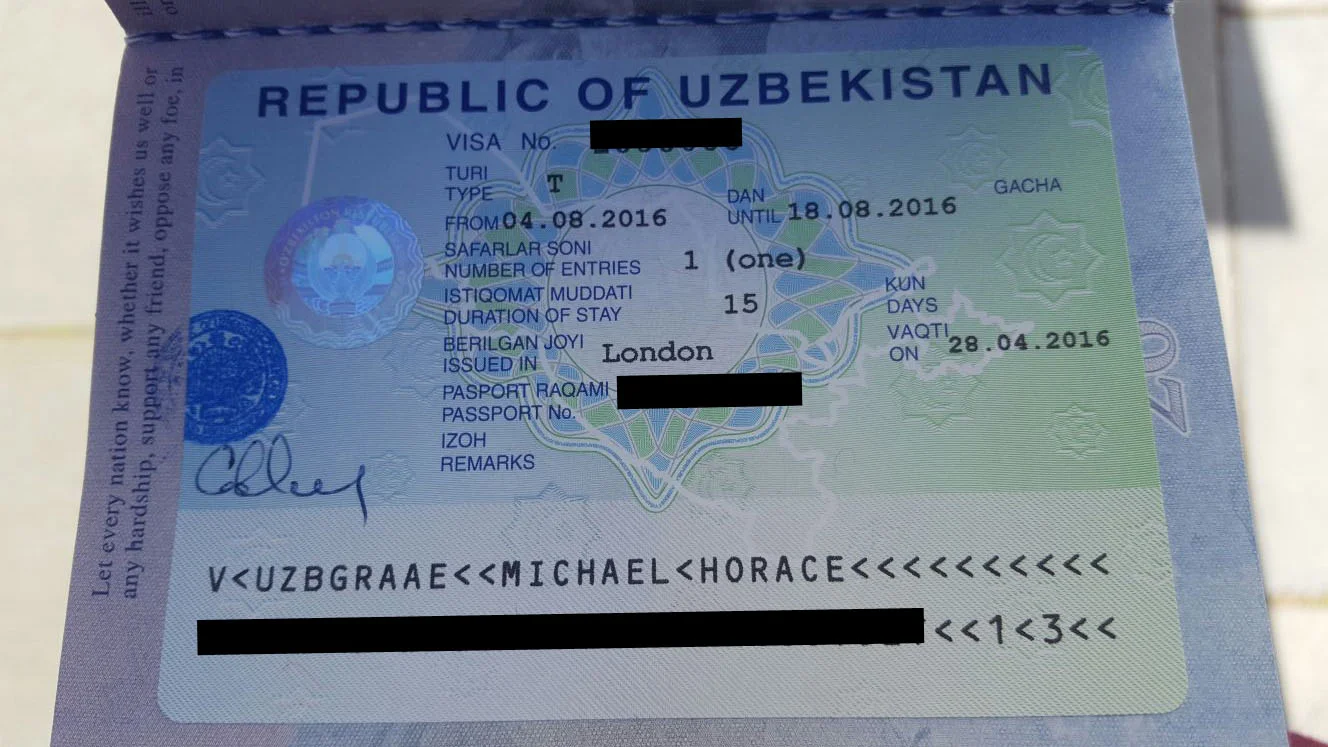 Mike's visa for Uzbekistan