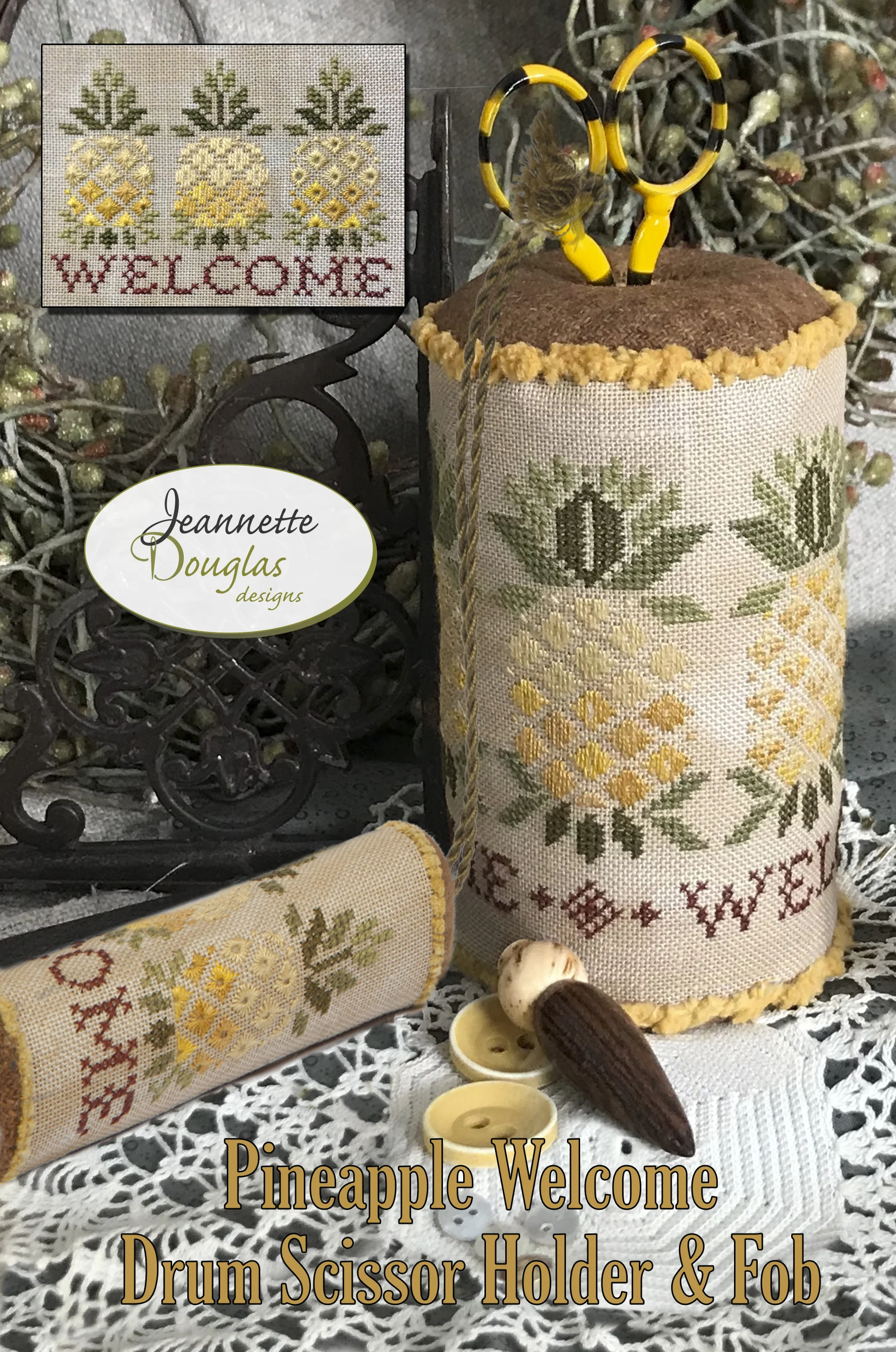 Pineapple Welcome Drums - Scissors holder & fob