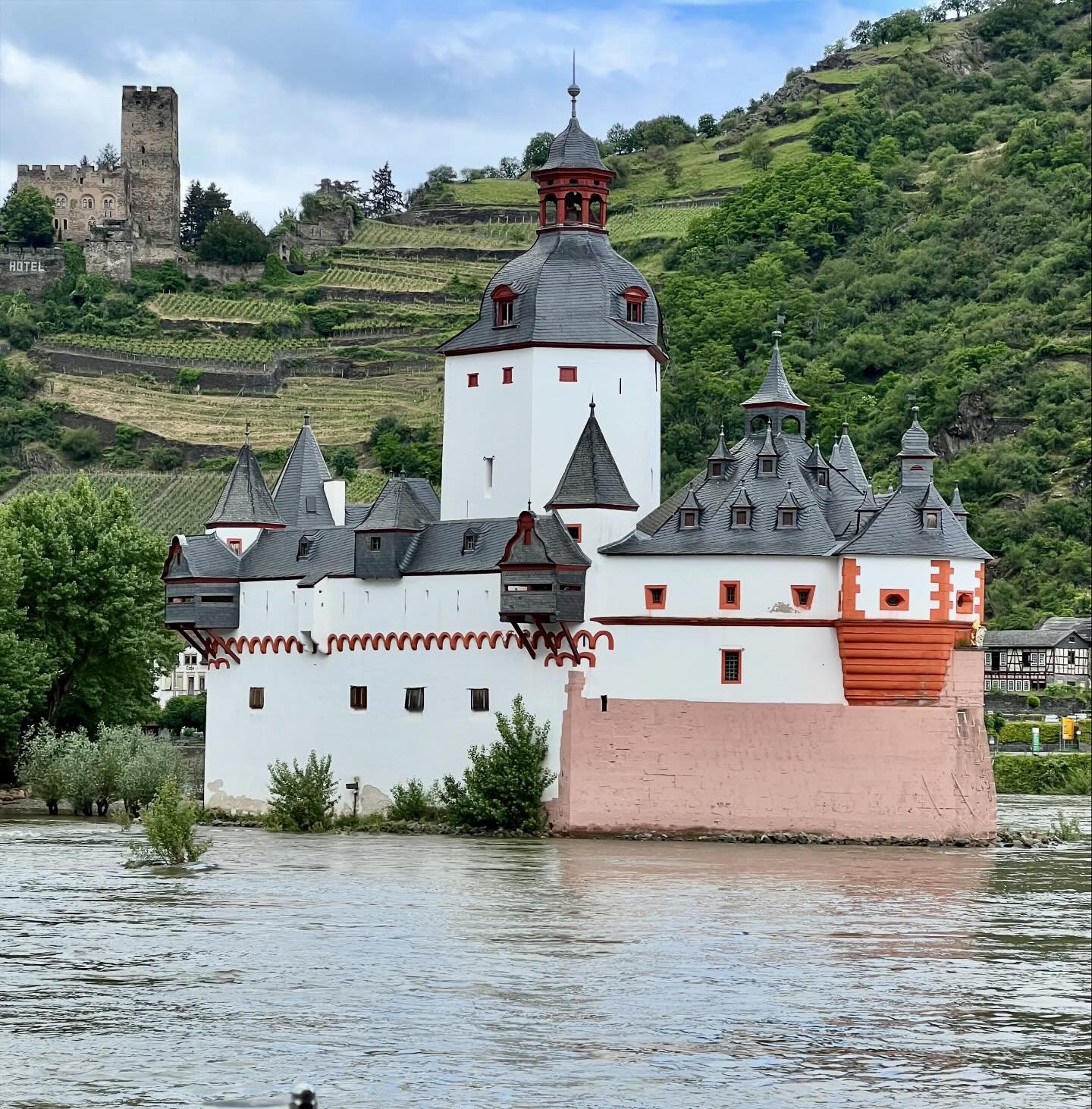 The wonderful afternoon of cruising the river - sailing the Rhine Gorge- with the part that has all the castles, with a castle visit at the end! #jeannettedouglasdesigns  #jeannettedouglas ##jddtravels  #rhinerivergorge  #castles