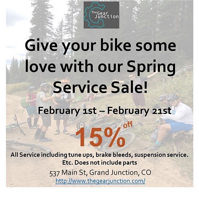 Has you bike been sitting, sad, lonely in the garage all winter? Come and give it some love before the trails get 👌 soon. 15% off all service through 2-21.  #springiscoming #westslopebestslope #bikeservice #giveyourbikeahug