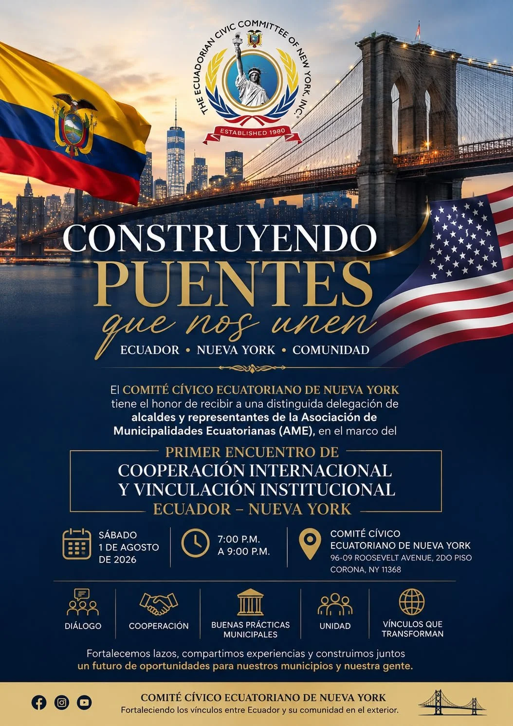 Primer Encuentro de Cooperación Internacional y Vinculación Institucional Ecuador – Nueva York