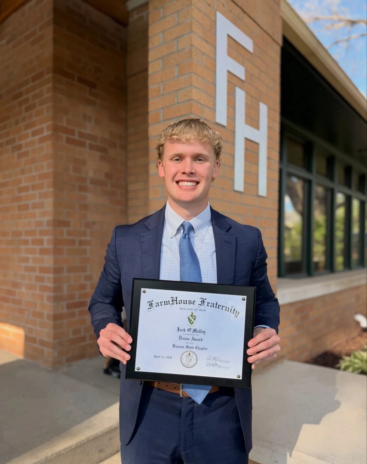 Congratulations to Jack O&rsquo;Malley receiving the 2026 Doane Award! The Doane award is an award given to a senior every year displays high levels of leadership, character, and the overall values of a FarmHouse man. Jack has been a consistent leade