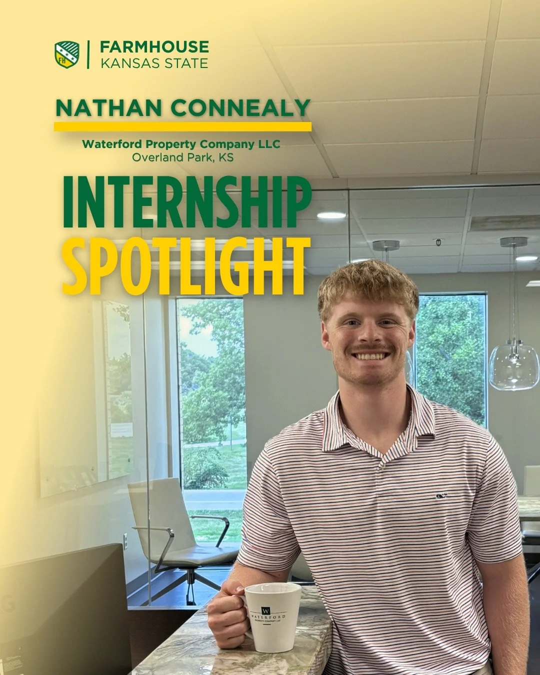 Internship Spotlight

This summer, Nathan Connealy is interning as a Brokerage Intern with Waterford Property Company LLC in Overland Park, Kansas. Nathan supports business development through market research, prospecting clients, and identifying pot