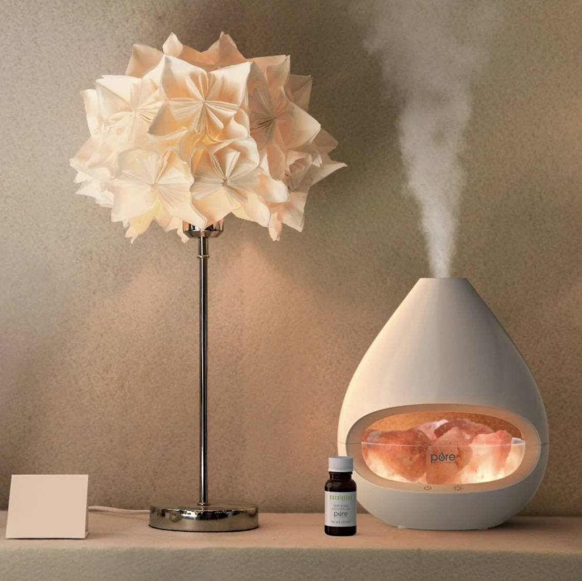 Pure Enrichment PureGlow Crystal 2-in-1 Himalayan Salt Lamp &amp; Ultrasonic Essential Oil Diffuser with Aromatherapy
