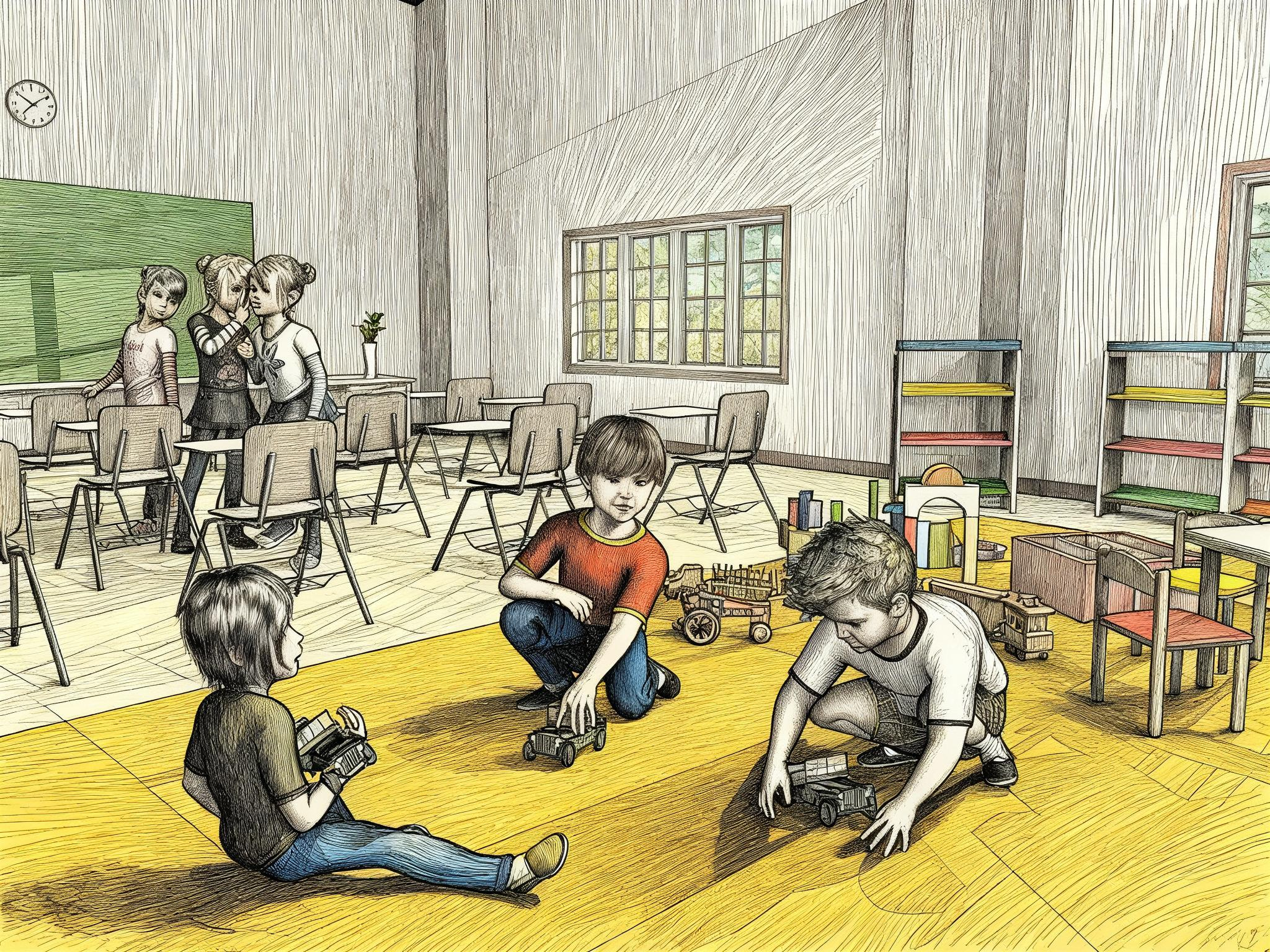 PJs at School Day:  Set 3--Classroom playtime with friends