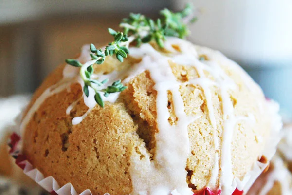 Olive Oil & Thyme Muffins With Lemon Glaze
