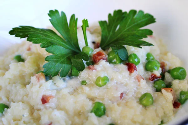 Pastina with Pancetta and Creamy Gorgonzola Sauce.