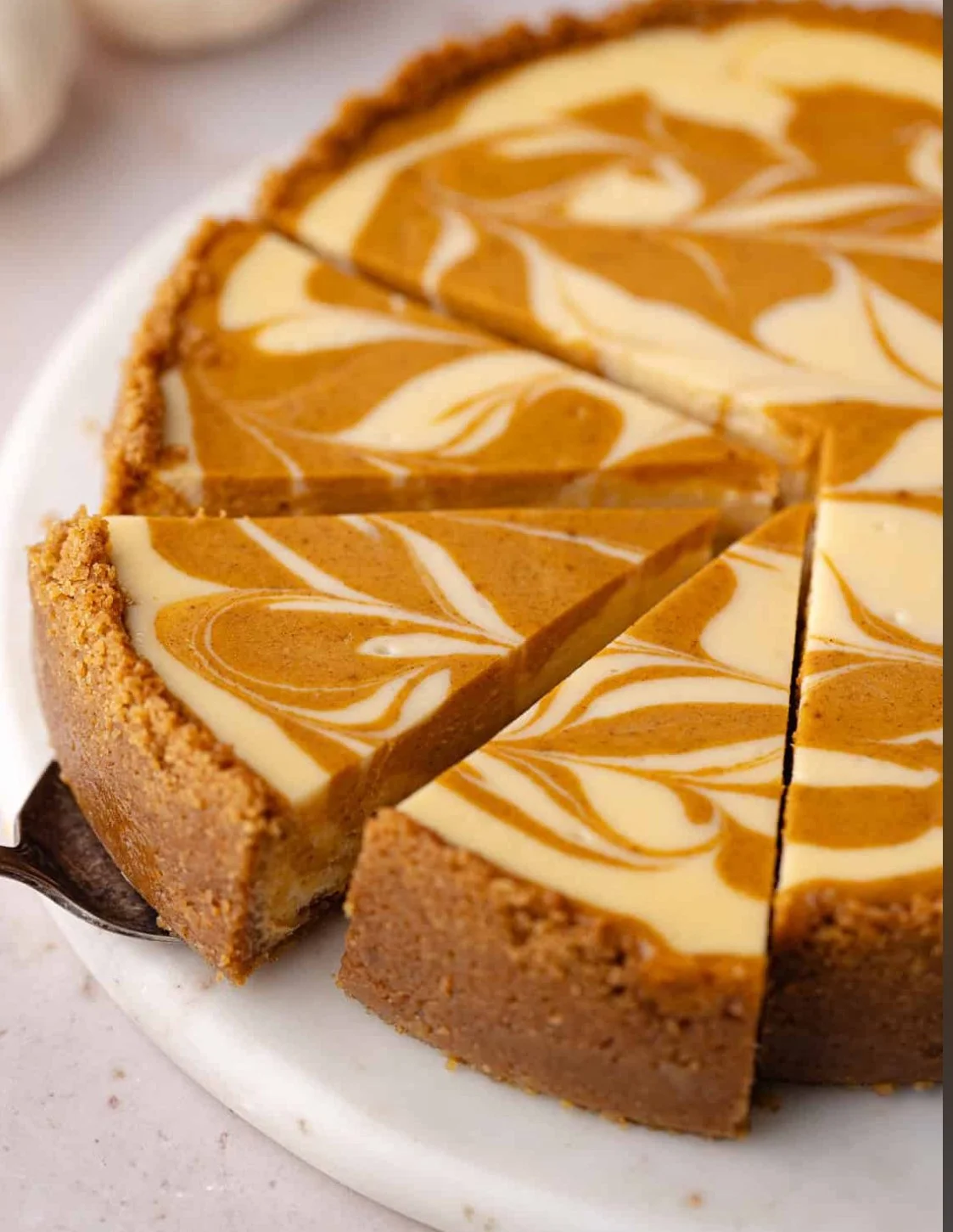 Pumpkin Swirled Cheescake (GF) (Serves 10-12)