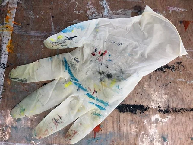 Poor worn out latex glove after a few hours of painting. #painting #contemporary art #art gear