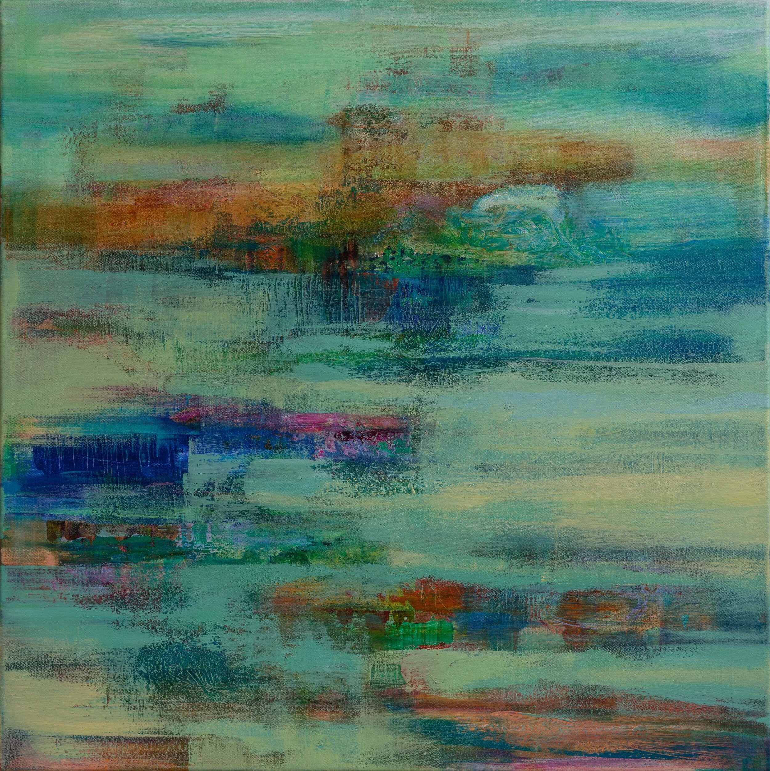 Viewing place as it appears to be, 75cm W x 75cm H x 35 D, acrylics on canvas