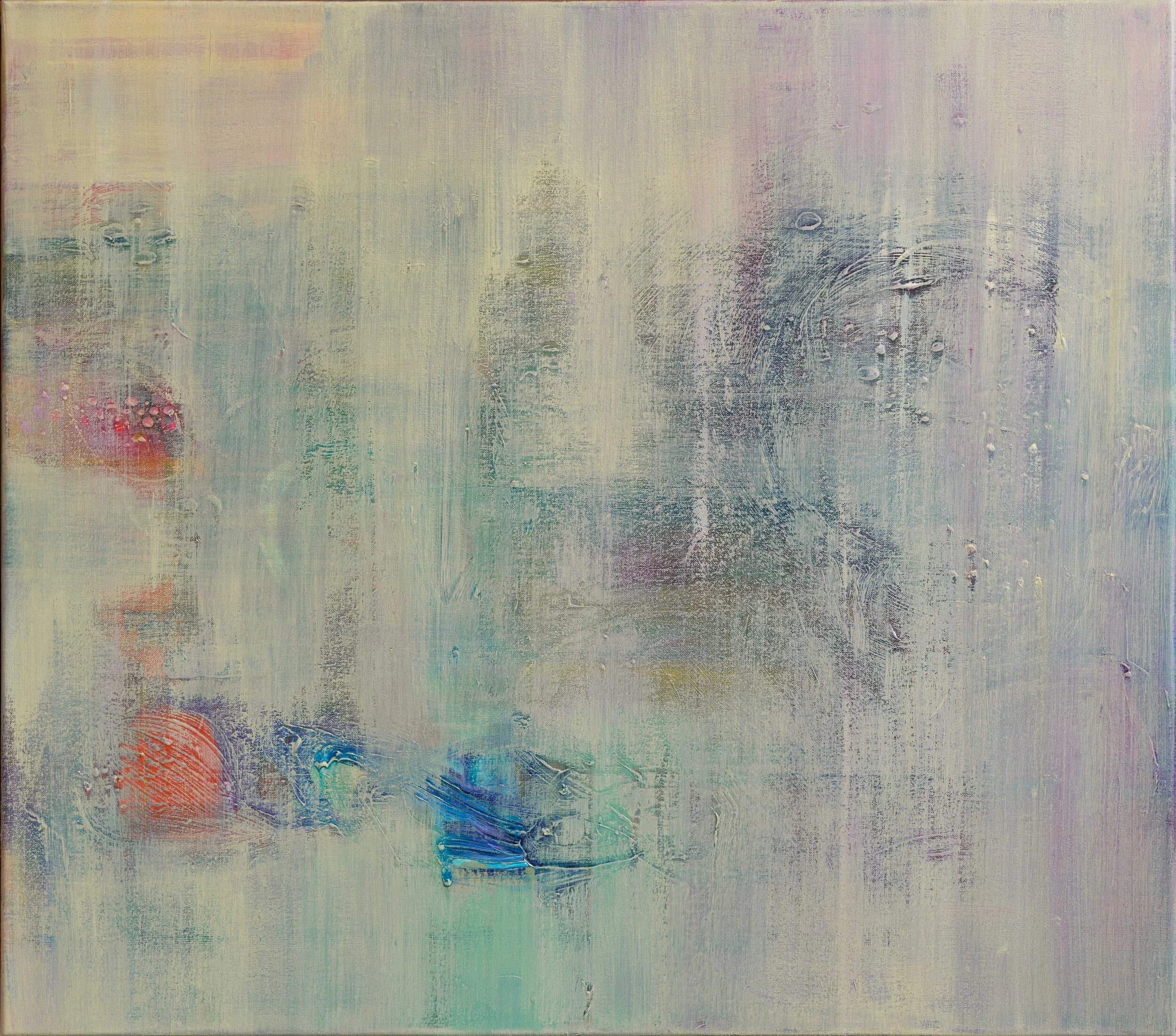 Displacing warmer air, 75cm W x 75cm H x 3.5cm D, acrylics on canvas