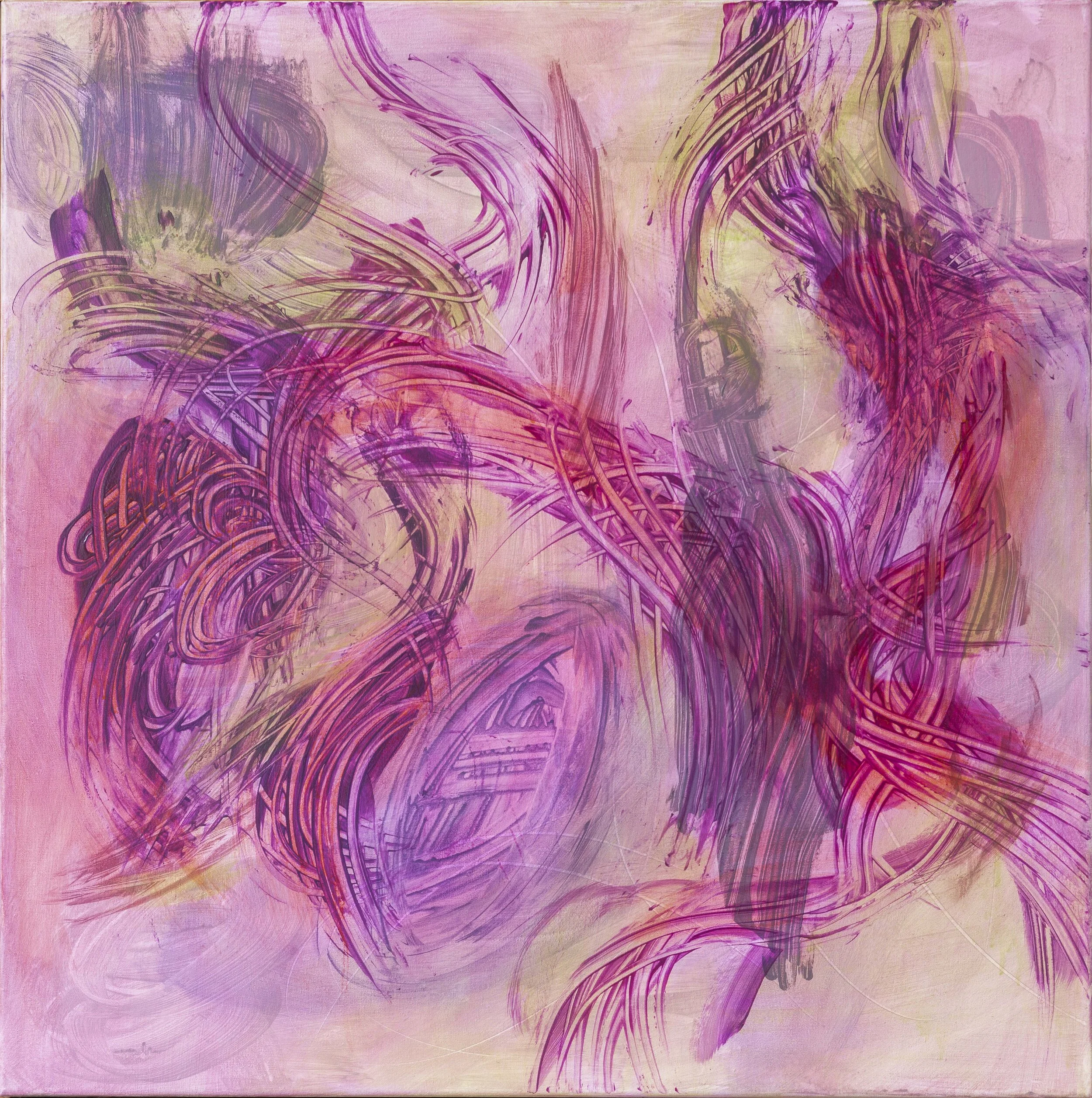 Virulent undercurrent, 75cm W x 75cm H x 3.5cm D, acrylics on canvas