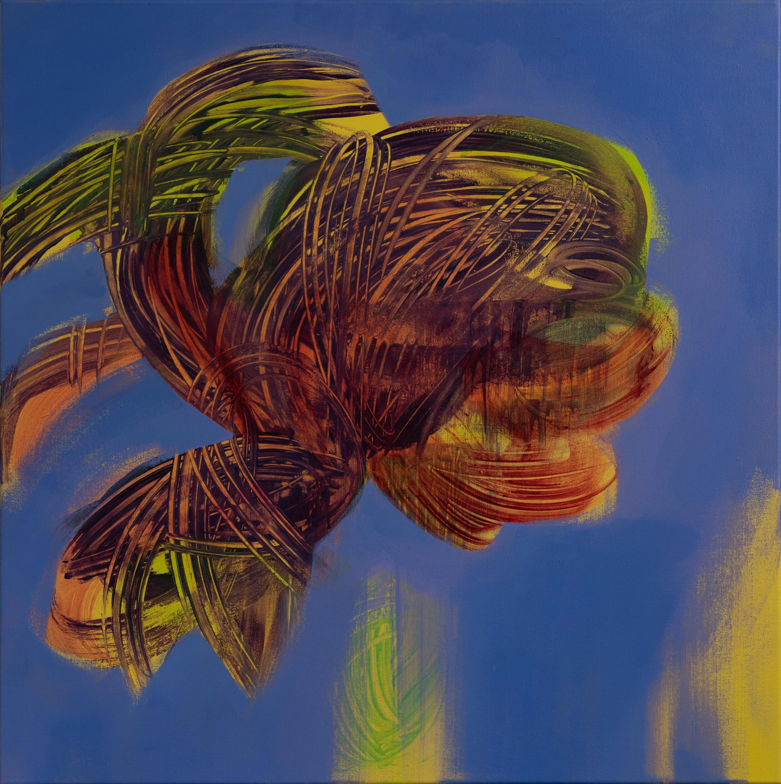 Plunging into the vortex, 75cm W x 75cm H x 3.5cm D, acrylics on canvas