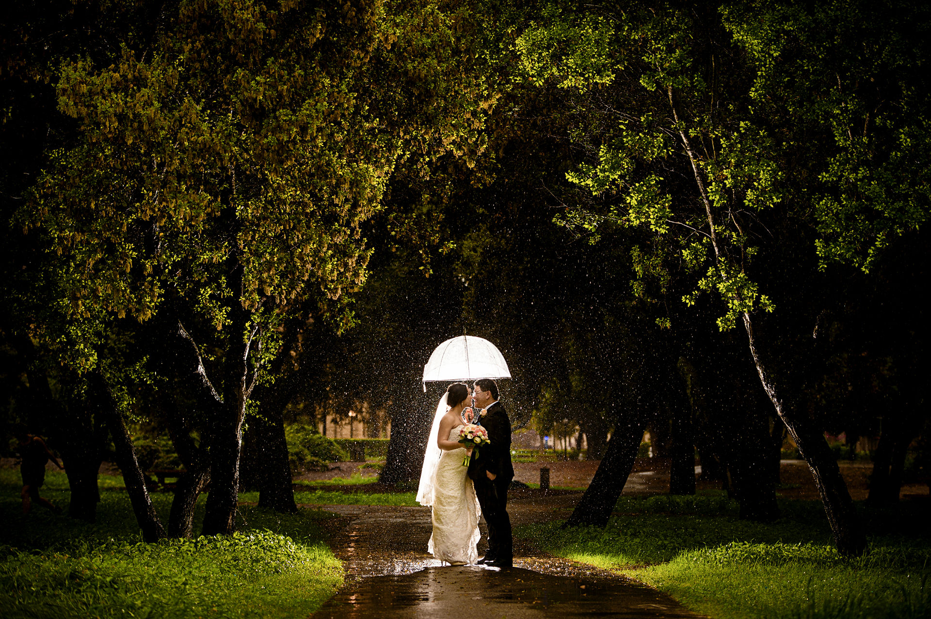 rainy day stanford memorial church wedding