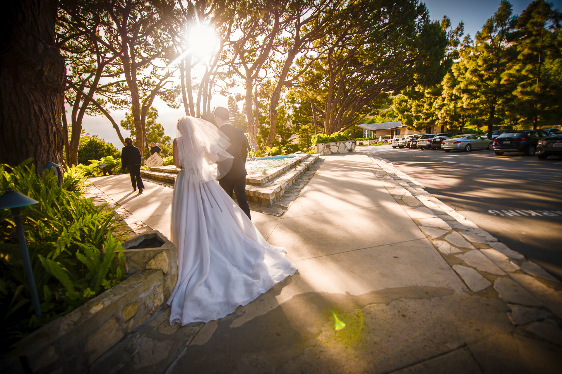 wayfarers chapel wedding bride ready to walk in