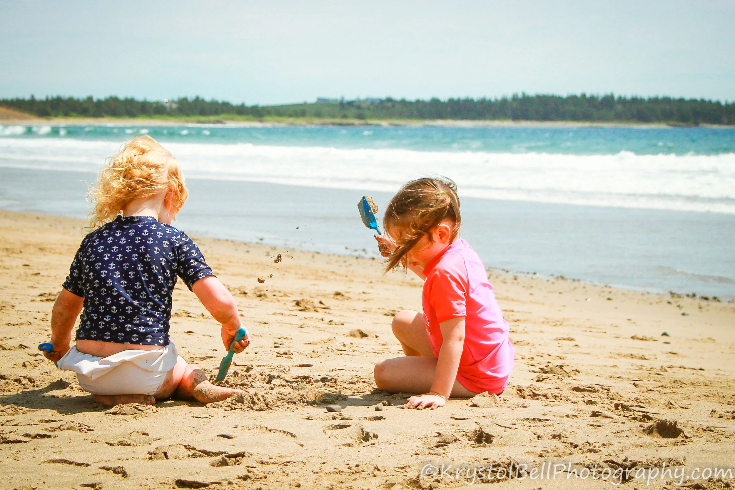 Braegha and Hilary loving the sand.
