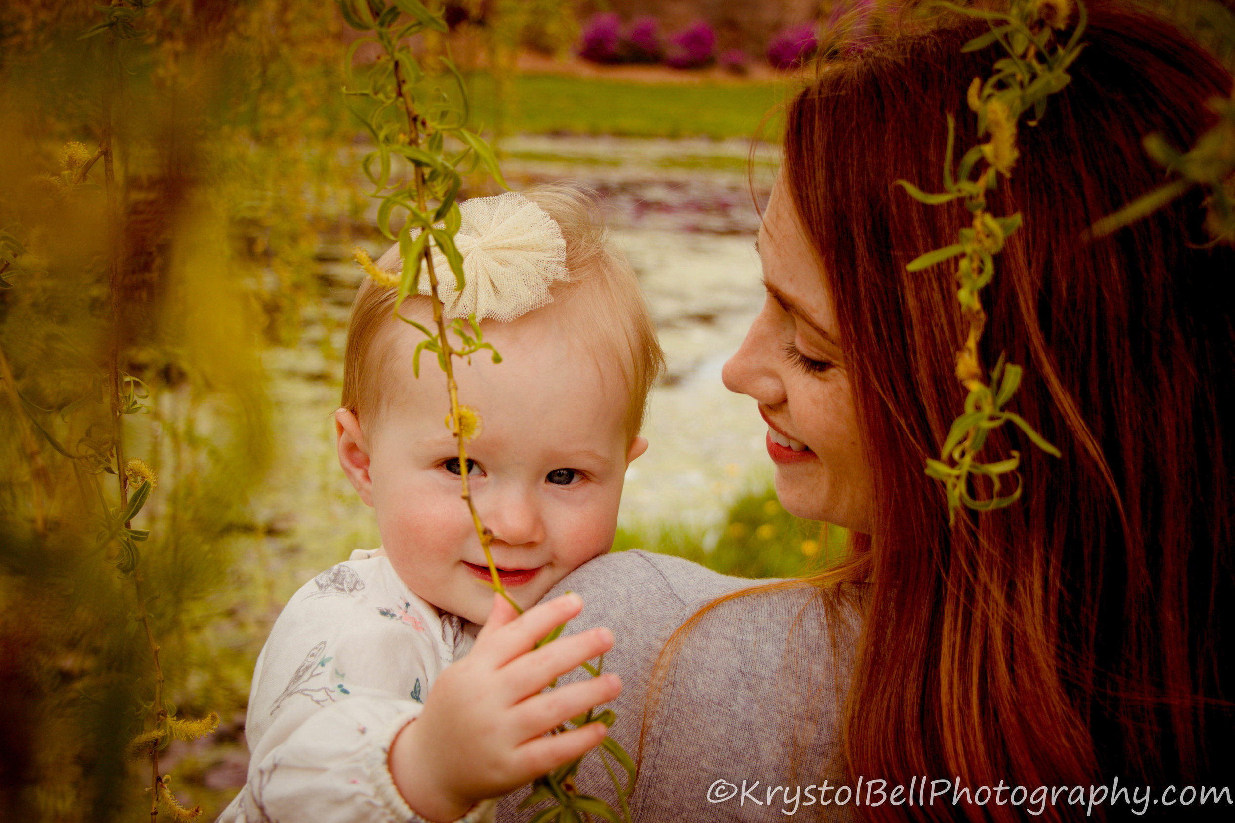 Melissa and little Fern, snuggles by the pond.