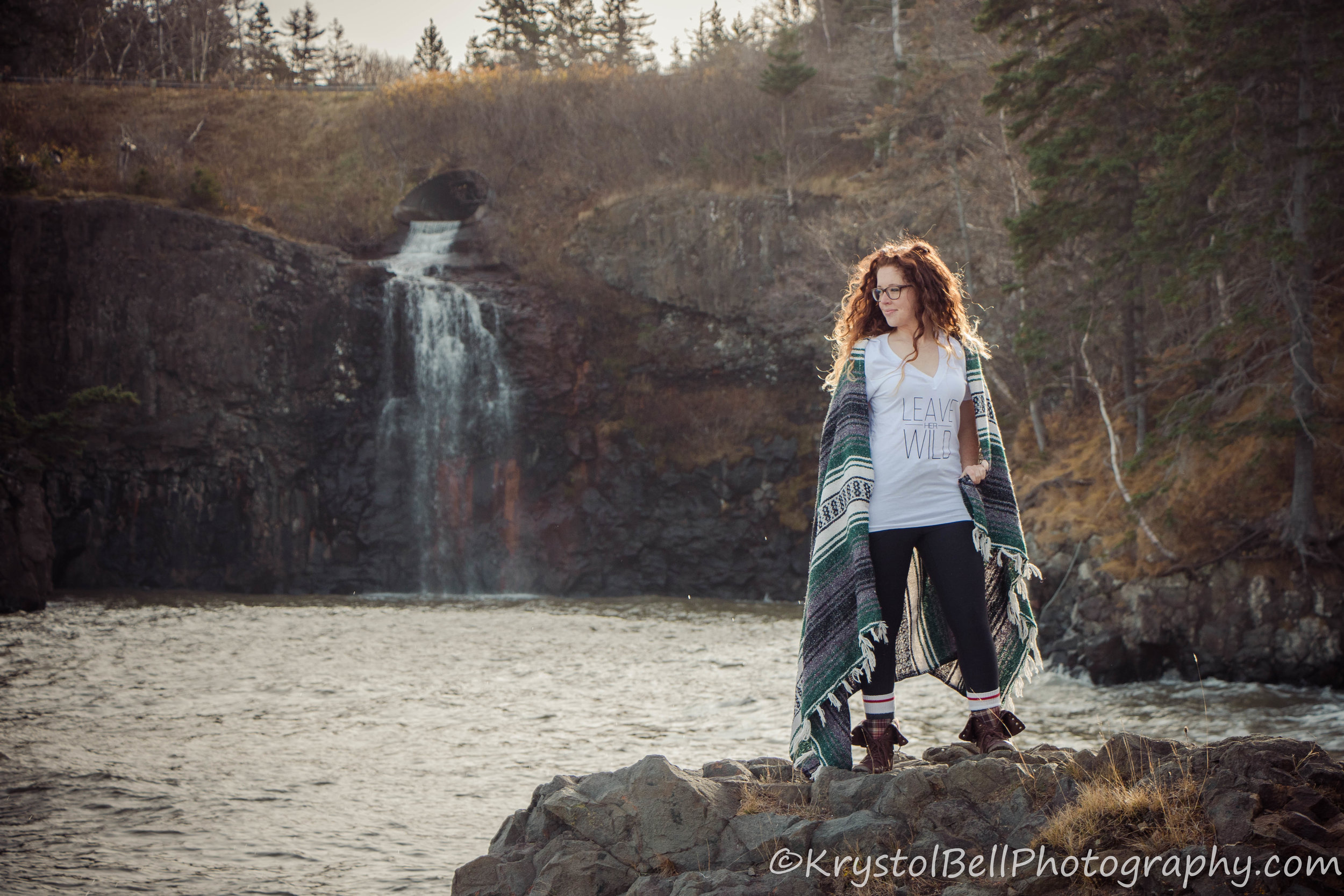 Sarah was modeling another shirt from Run Wild Child out at Baxter's Harbour. Her hair, the clothing and blanket, the waterfall... it all goes so well together!