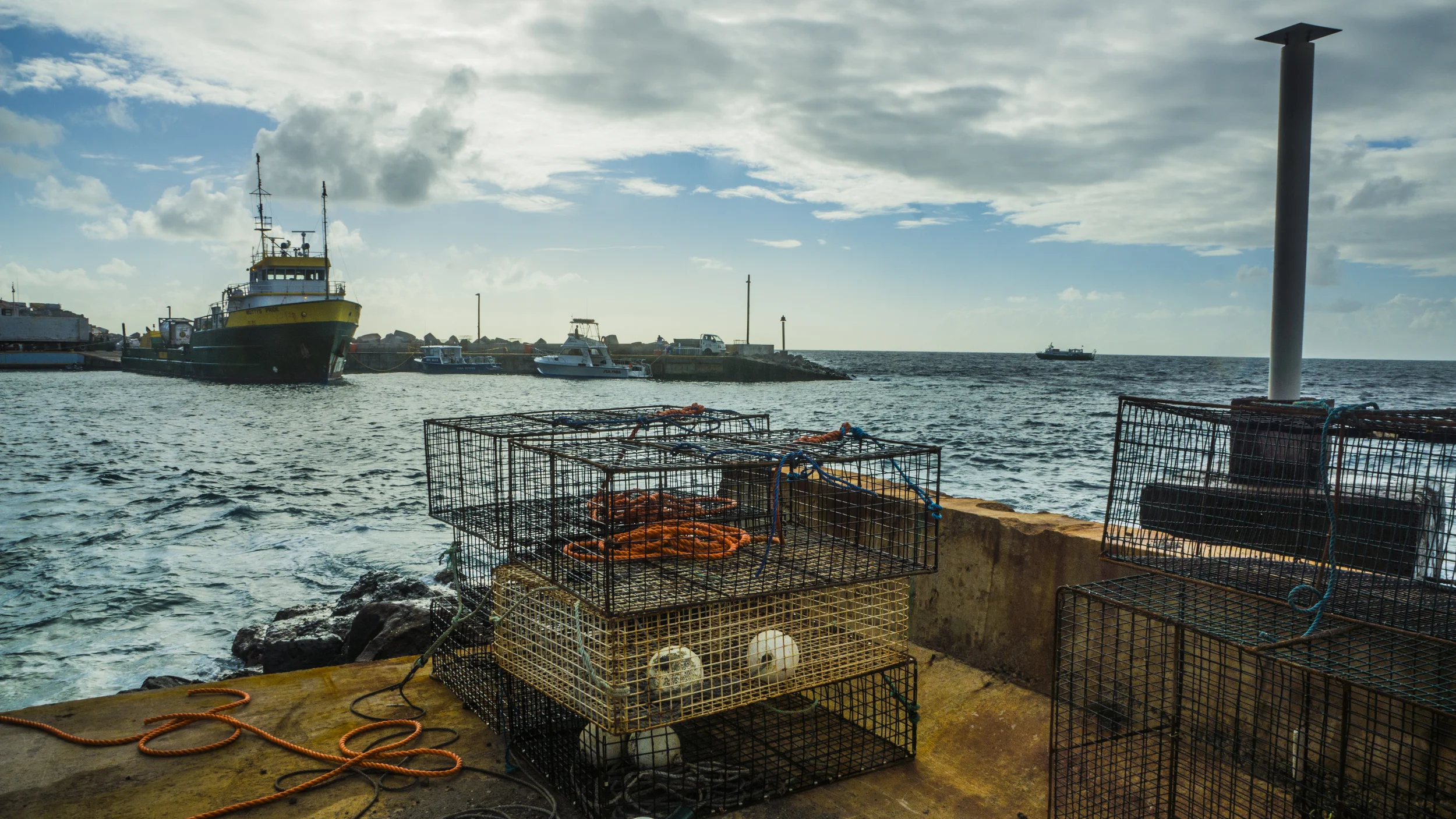 Fort Bay Harbor, Saba's only port.
